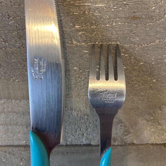 Fiesta Turquoise Swirl 1 Knife and 1 Fork Stainless Steel - Picture 5 of 7